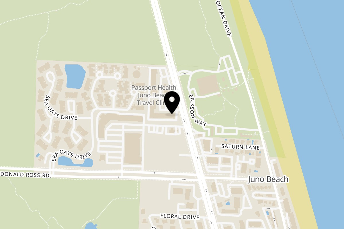 Map showing the location of AquaSan on 14121 US-1 in Juno Beach
